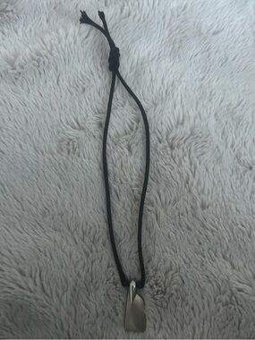 Simple Black Cord Necklace with Silver Pendant